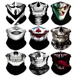 Meleager Multifunktionstuch Gesichtsmaske, Funktionstücher Totenkopf, 9 Stück Schlauchschal Halloween(s57-01), Elastische Schlauchtuch, Sturmmaske Halstuch Bandana Herren Damen für Laufen Wandern