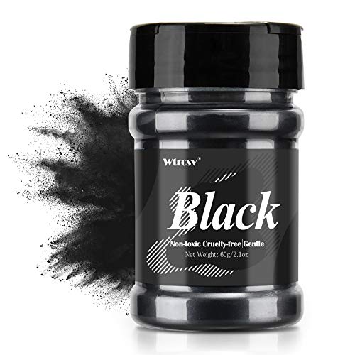 Epoxidharz Farbe metallic, Seifenfarbe, für die Seifenherstellung, Mica Powder, Epoxy Resin Farbe Farbpigmente Pigmentpulver Farben Pigment, Farbe für Epoxidharz, Lipgloss Farbe - 60g schwarz (Pulver)