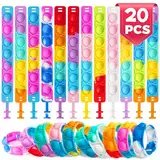 20 Stück Pop it Armbänder für Kinder Set, Anti Stress Silikonarmband, Schultüte Füllung Geschenke zur Einschulung, Mitgebsel Kindergeburtstag Kinder Party Gadgets, Armband Mädchen in Regenbogenfarben