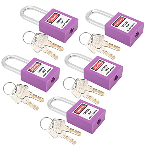 Industrial Padlock Set, 5 Blockiert mit Korrosionisolierung mit 10 Tasten, Einem Dauerhaften Werkzeug, das die Industrielle Sicherheit auf Strom und Maschinenproduktion Blockiert (PURPLE)