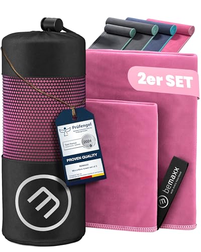 Mikrofaser Handtuch 2er Set: Schnelltrocknend, Kompakt, Leicht | Microfaser Microfiber Towel groß klein: Camping Fitness Sport Badetuch Sporthandtuch Reisehandtuch Mikrofaserhandtuch Fitnesshandtuch