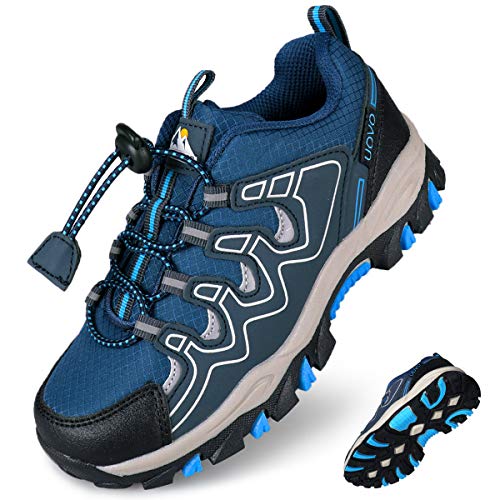 UOVO Turnschuhe Jungen Wanderschuhe Sneakers Kinder Trekking Schuhe Outdoor Sportschuhe Laufschuhe Blau 34