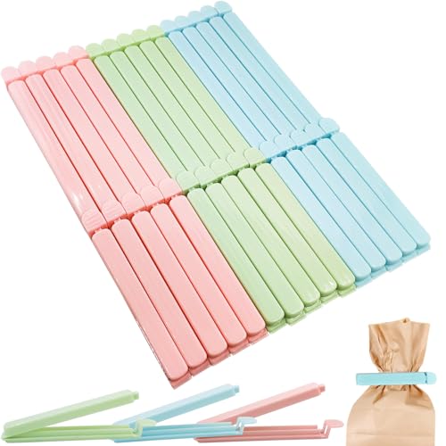 qingmeng 30 Stück Verschlussclips für Beutel, 15cm 12cm Tütenclips Bunt, Verschlussklammern Tütenklammern Groß, Clips Klammern Klipser für Tüten Verschluss Beutelclips Küche Frischhalteklammern Frisch