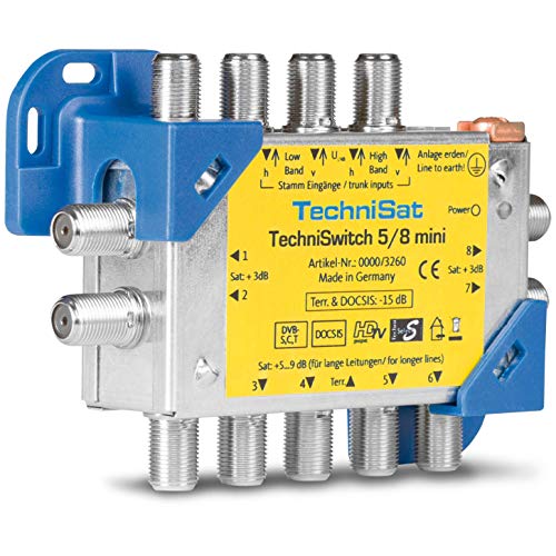 TechniSat TECHNISWITCH 5/8 MINI, Multischalter / Satverteiler für bis zu 8 Teilnehmer, 100m Entfernung überbrückbar, inkl. DOCSIS-Signal-Übertragung