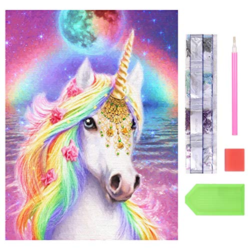 GOTH Perhk 5D Einhorn Diamant Malerei Kit, 30x40cm Full Drill Kristall Strass DIY Diamond Painting mit Diamond Painting Zubehör für Wand Dekoration und Geschenk(Stil 02)