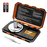 ORIA Digital Feinwaage, 50g / 0,001g Milligramm Waage, Präzisions Waage, Taschenwaage Schmuckwaage, Tragbare Mini-Waage, 50g Kalibriergewichte & Pinzetten, Tara Funktion, LCD-Anzeige - Orange