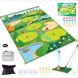 Clemas Chipping Golf & Dart Übungsmatten Golfspiel Trainingsmatte Indoor Outdoor Spiele für Erwachsene Familie Kinder Spielgeräte Stick Chip Golf Set Hinterhofspiel (Club enthalten), Hellgrün, 120 cm