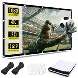 Leinwand Beamer 100 Zoll Projektionsleinwand - 16:9 HD Beamer Leinwand, Tragbare Faltbarer Projektor Leinwand mit Haken, Seilen, Anti-Falten Doppelseitige Projektion für Büro, Camping und Heimkino