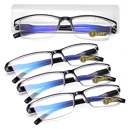 LUFF 4Pcs Anti-Blue-Ray-Lesebrille Tragbare Ultraleichtleser（1.5X）