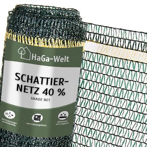 HaGa Schattiernetz 3m Breite mit 40% Schattierwirkung – Hitzeschutz & Sonnenschutz für Pflanzen – Balkon Sichtschutz & Terrassen Sonnensegel – Wetterfest & Temperaturbeständig (Meterware)