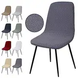 Stuhlhussen 4er Set, Stretch Stuhlbezug Jacquard Esszimmerstühlhussen Universal Stuhlhussen Abnehmbarer Waschbarer Stuhlabdeckung für Esszimmer,Hotel,Bankett,Hochzeit,Partys Deko(T-Grau,4er Set)