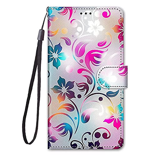 Miagon Full Body Flip PU Leder Schutzhülle für Samsung Galaxy A13 4G,Bunt Muster Hülle Brieftasche Case Cover Ständer mit Kartenfächer,Bunt Blume