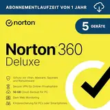 Norton 360 Deluxe 2024 | 5 Geräte | Antivirus | Secure VPN | Passwort-Manager | 1-Jahres-Abonnement | PC/Mac/Android/iOS | Aktivierungscode per Email