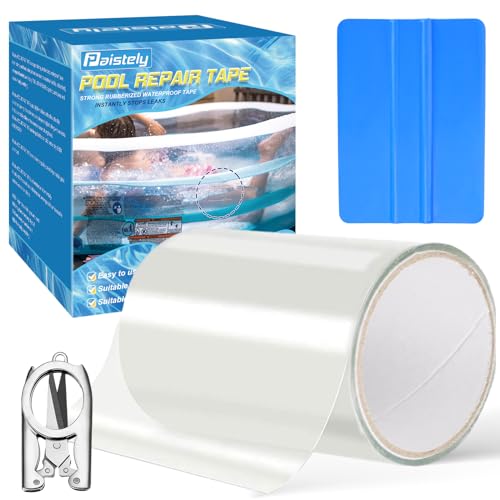 Paistely Pool Flicken Klebeband Unterwasser, Transparentes Wasserdichtes Klebeband 10 cm x 150 cm, Poolflicken Selbstklebend Unterwasser Zur Reparatur Verschiedener Schwimmbadoberflächen (10cm×152cm)