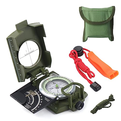 Kyrio Militärischer Taktischer Kompass Militär Marschkompass Professioneller Taschenkompass Militärkompass für Outdoor Camping Wandern Navigation Jagd (1pcs)