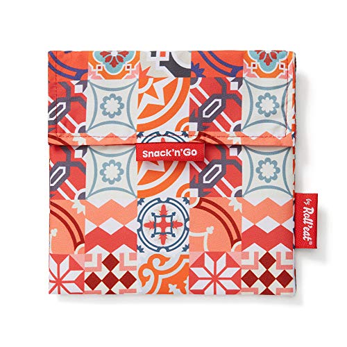 Roll'eat ®- Snack'n'Go Patchwork | Wiederverwendbarer und Ökologischer Snackhalter ohne BPA, Orange