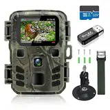 Mini Wildkamera 20MP 1080P HD Wildtierkamera 850nm IR LEDs Wildkamera mit Nachtsicht Bewegungsmelder Nachtsichtkamera IP65 Wasserdicht Jagdkamera mit 32G Speicherkarte und Leser, für Wildbeobachtung