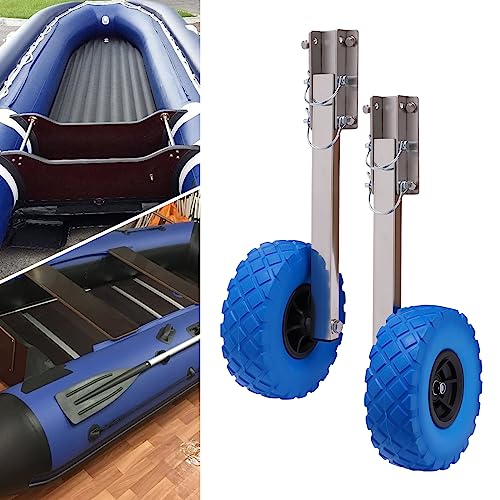 Schlauchboot Anhänger Edelstahl Schiebe Räder Zusammenklappbare Transport Räder Schlauchboot Kit Ruderboot Hinterräder Stapeln Räder Blaue Farbe