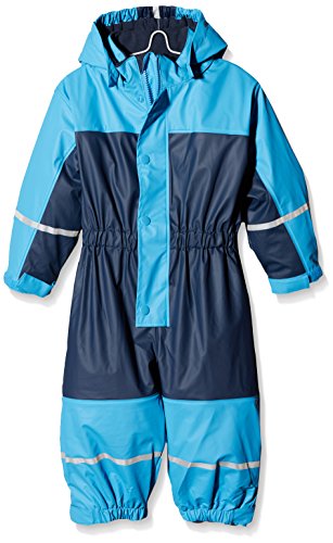 Playshoes Unisex Kinder Regen-anzug Mit Fleece-futter Warmer Wasserdichter Matschanzug Regenbekleidung, Marine Overall, 92 EU