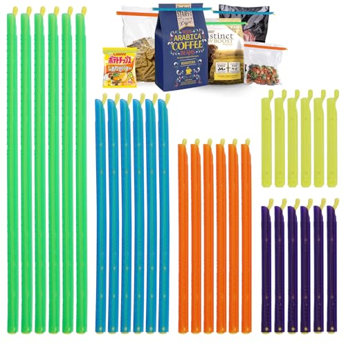 25 Stück Verschlussclips für Beutel, 28.5/22.5/18.5/12.5/9 cm Bag Sealer Sticks, Kunststoff Tütenclips Verschlussclips, Klammern Tüten Clips Wiederverwendbar, für Die Aufbewahrung von Lebensmitteln