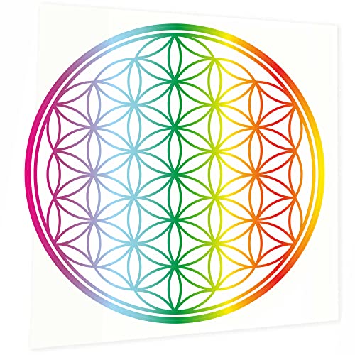 INDIGOS UG Aufkleber Blume des Lebens Baum - 200x200mm bunt Regenbogen - Heckscheibe - Heckscheiben Aufkleber - Sticker Tuning Boot Auto Laptop LKW