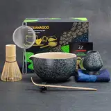 Japanisches Tee-Set (7 Stück) Matcha-Schneebesen-Set Matcha-Schüssel mit Ausgießer Bambus-Matcha-Schneebesen (Chasen) Schaufel (Chashaku) Matcha-Schneebesenhalter Teezubereitungsset. N17