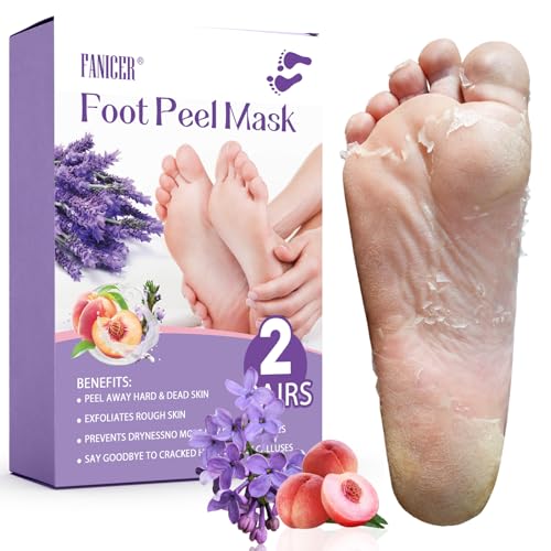 2 Paar Fußmaske, Feuchtigkeitsspendende Fussmaske, Socken Fußmaske für Trockene und Rissige Füße, Sanft Fußpflege für Männer& Frauen Geeignet (Pfirsich & Lavendel)