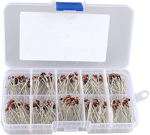 HALJIA 200 PCS 10 Wert 1 W Zener-Diode sortiert Kit Set, Modell: 1 N4728 1 N4729 1 N4730 1 N4731 1 N4732 1 N4733 1 N4734 1 N4735 1 N4736 1 N4737