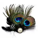 Pfau Fascinator Headwear, Modische Pfauenfeder-Haarspangen, Pfauenfedern Haarschmuck, 1920s Pfau Feder Haarspange, 20er Jahre Haarspange Pfau, Karneval, Fasching, Halloween