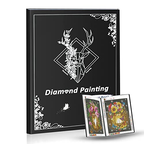 Pykaqil Diamond Painting Bilder Album, Diamond Painting Sammelmappe A2, A2 Mappe für Diamant Painting Bilder 40 x 50 cm (Schwarz, 30 Seiten Hält 60 Blatt)