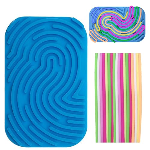 Sensorik Spielzeug Activity Board,Doppelseitiges Aktivitätsbrett Sensorisches,Sensorisches Spielzeug Aktivitätsbrett,zur Stresslinderung, ADHS und Autismus,mit 11 Zubehör Schnüren(Blau)