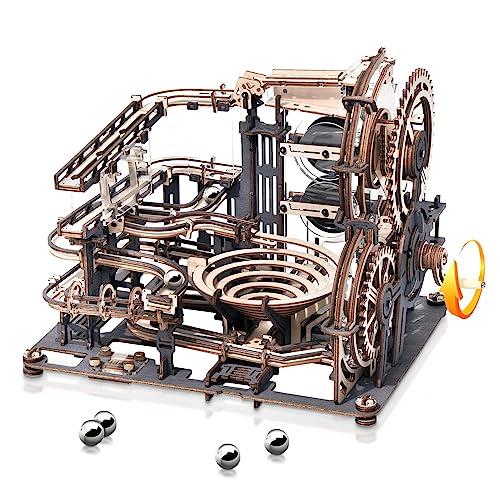 Robotime 3D Puzzle Holz Murmelbahn Trackball Modell Bausatz für Erwachsene Mechanische kugelbahn Holzpuzzle Mit Acrylständer Holzbausatz