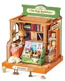 Rolife DIY Miniature House Miniatur Haus Bausatz Selber Bauen Deko für Schreibtisch oder Bücherregal The Muse Bookshop 3D Holzpuzzle Modellbausatz Diorama Modellbau Bastelset für Erwachsene DS040