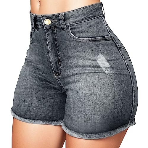 Jeans Shorts Damen Kurz Sexy - Low Waist Stretch Kurze Hose Sommer Zerrissen Push Up Leggings Ripped Loch Hotpants Skinny Y2k Boyfriend Jeanshorts Denim Kurze Jeans Sommershorts mit Taschen