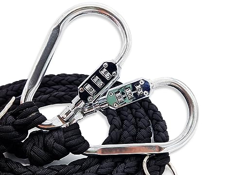 Diebstahlschutz-Hundeleine, Abschließbar mit Schloss, Mehrfach verstellbar, Geflochten aus Paracord, Schwarz (XS (120cm))
