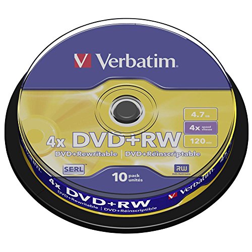 Verbatim DVD-RW 4x4.7GB, 10er Pack Spindel, DVD Rohlinge beschreibbar, 4-fache Brenngeschwindigkeit & Hardcoat Scratch Guard, DVD leer, Rohlinge DVD wiederbeschreibbar, DVD rewritable