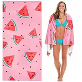 Lubibi Strandtuch,80x160 cm Extra großes Mikrofaser Strandtuch für Erwachsene,Badetuch,Leichtes Handtuch für Wasseraufnahme Bad Pool Strand Schwimmen Sauna Fitness Reisen Sport Yoga(Wassermelone)