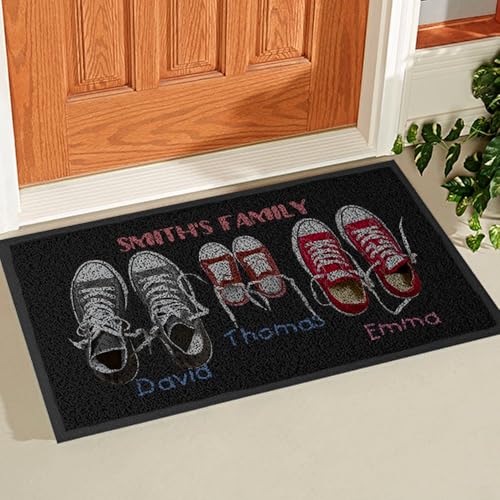Wanapix | Fußmatte Familie personalisiert mit Namen | Fussmatten Haustür | rutschfeste Unterseite | Fussmatte innen lustig | Frottee - 75 x 43 cm | Schuhe (3)