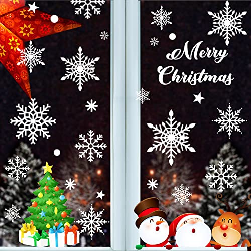 400 Stück Schneeflocken-Fensteraufkleber, Weihnachtsdekoration, Winter für Glasfenster, Schneeflocken, Fenster, Feiertagsdekoration, Weihnachts-Fensteraufkleber