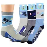 TippTexx 24 6 Paar Kinder Anti-Rutsch-Socken viele schöne Muster mit ANTI-LOCH-GARANTIE (DE/NL/SE/PL, Numerisch, 27, 30, Regular, Fußball No 1)