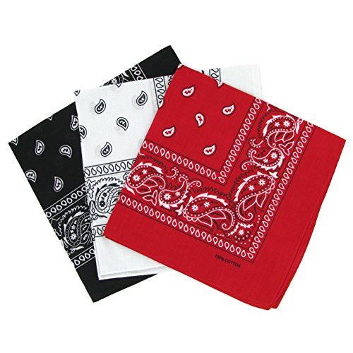 Snner Paisley Bandana, Rot, Weiß, Schwarz, Einheitsgröße