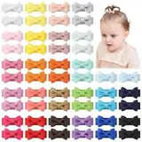 Jollybows 50 Stück Snap Haarspangen Mädchen 1,2 Zoll / 3 cm Tiny Baby Schleifen Haarspangen Grosgrain Ribbon Mini Haarklammern Kleine Haarspangen für Baby Mädchen Kleinkinder