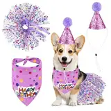 Hunde Geburtstag Hut Bandana Set, Hundebekleidung Zubehör Hund Geburtstag Bandana Mütze Haustier Alles Gute Zum Geburtstag Liefert Hunde Geburtstag Hut Bandana Set Für Kleine Mittlere Große Hunde