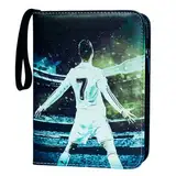Oirigaga Fußball Karten Sammelalbum, Fussball Sammelkarten Album Ordner, 4 Taschen 50 Seiten 400 Karten Sammelmappe Sammelheft Sammelbuch, 3-Ring Sport Karten Heft Mappe mit Reißverschluss Tragegriff