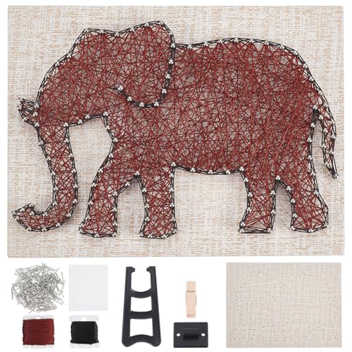 WEBEEDY DIY Gehender Elefant String Art Kit Für Anfänger 3D Tier String Art Handwerks Set Für Erwachsene,Kunsthandwerks-Set Mit Anleitung alle Notwendigen Zubehör und Rahmen Home Wall Decoration