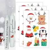 TINDIN Kerzentattoos Weihnachtsdeko 3PC Christmas Decorations Wassertransferdruck Folie Kerzentattoos Weihnachten Kerzensticker Weihnachts Sticker für Feiertage Partydekoration Besondere Anlässe