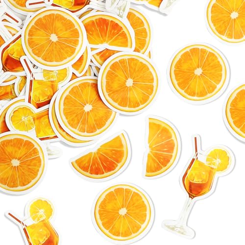 BOFUNX 60 Stücke Orange Scrapbooking Stickers Selbstklebend Scrapbooking Aufkleber Obst Cocktail Stickers für Tagebuch Kalender Notizbuch Fotoalbum Deko