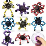 9PCS Roboter Fidget Spinner Spielzeug für Kinder Erwachsene, DIY Verformbare Fingerspitze Gyro Hand Finger Spinning Schreibtisch Spielzeug, Geburtstag Geschenk Klassenzimmer Preise Party Gunst