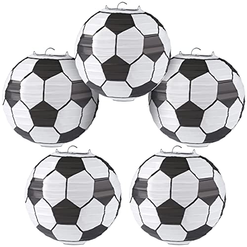 Kesote 5X Lampions Fußball Laterne Papier 10 Zoll Papierlaterne Hängedeko für Weltmeisterschaft Kinder Geburtstag Party Dekoration (25,4 cm)