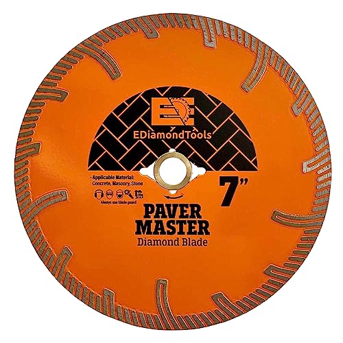 17,8 cm Paver Master Diamantklingen für Betonfertiger, Dachziegel und Granit, 8 mm Segmenthöhe, trocken oder nass, DM 7/8 "-5/8" Dorn